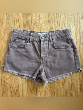 Free People Brown Raw Hem Denim Shorts Size 28 Boho Festival Summer